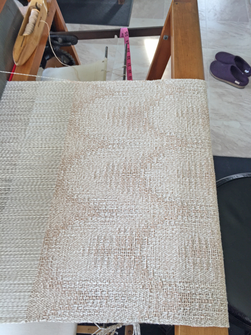 handwoven towels, wave pattern