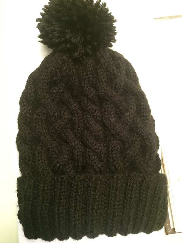 black cable knit hat