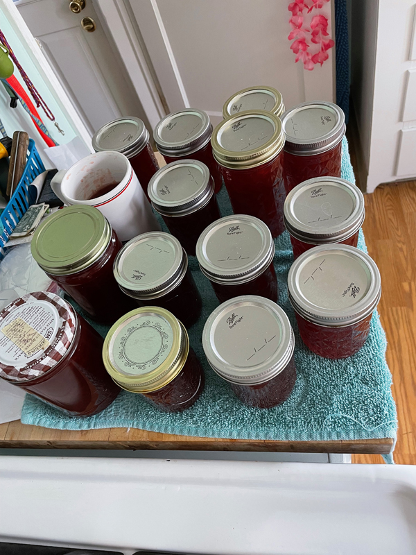 several jars of spiced plum jam
