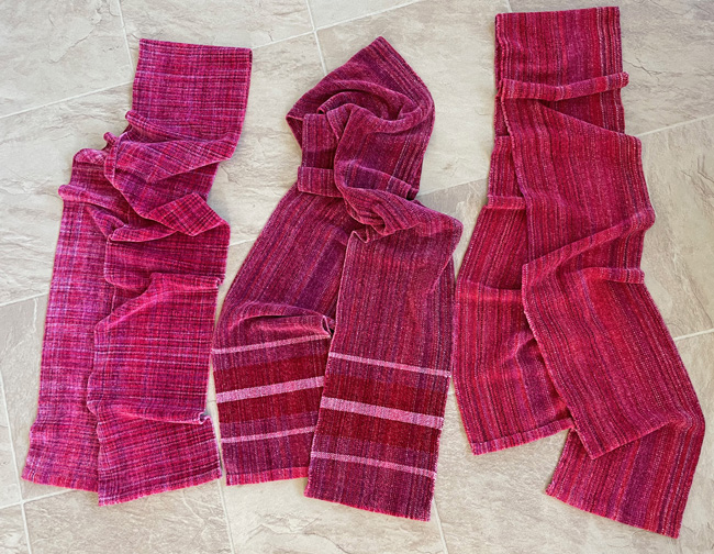 handwoven poinsettia rayon chenille scarves