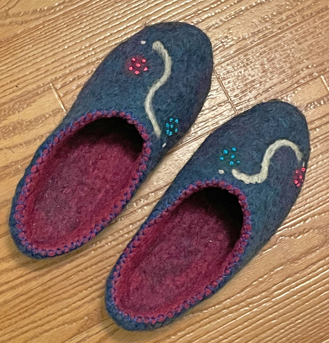 decorated felted slippers