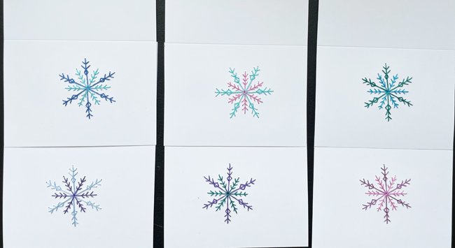 embroidered more complex snowflake cards