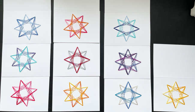 embroidered star cards