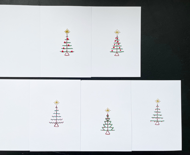 simple design embroidered tree cards